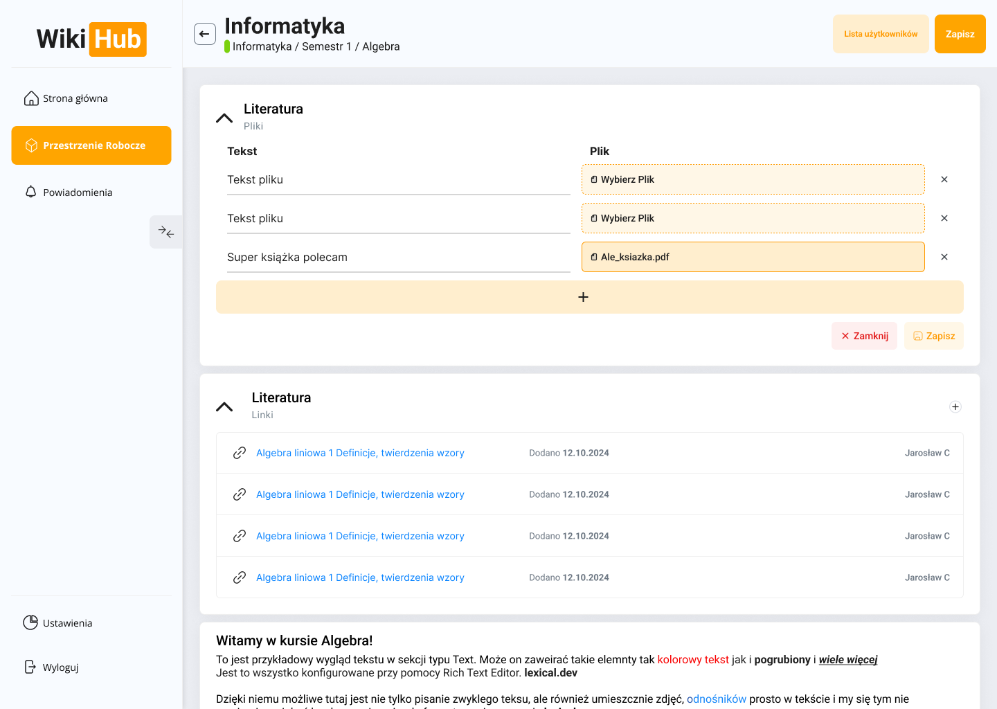 WikiHub Dashboard
